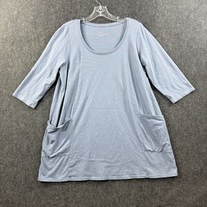 Pure Jill Two-Pocket Knit Tunic Women's Medium Blue Slate ¾ Sleeve